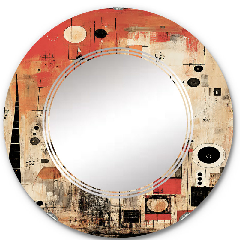 Ténériffe - Miroir mural rond moderne, 24 po x 24 po
