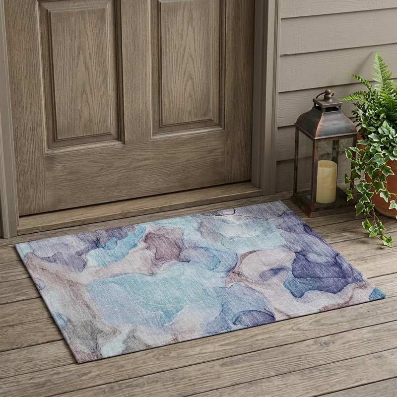 Tapis extérieur lavable antidérapant bleu 2 pi x 3 pi
