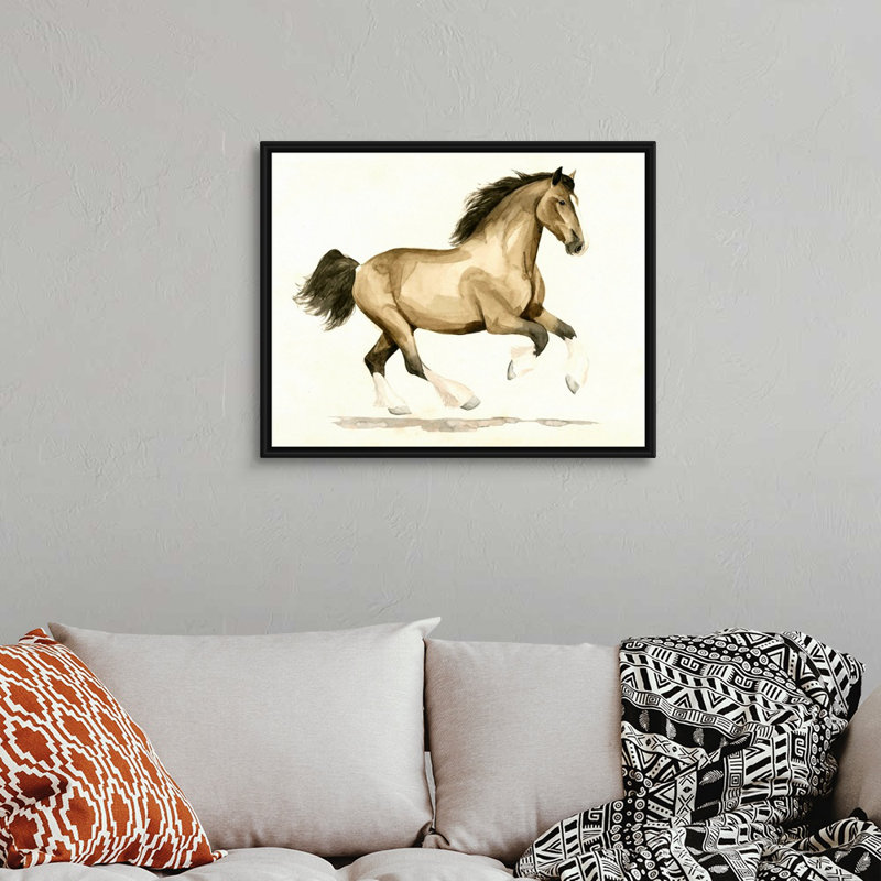 Clydesdale I, art mural sur toile, H 26 po x l 32 po x P 2 po, Toile avec cadre noir