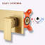 Robinet mural pour salle de bain, poignée simple, 2 trous, or brossé, corps en laiton, rouille - corrosion, cartouche de disque en céramique, bec d'aérateur à bulles, installation montée, poignée d'économie d'eau de 1,8 gal / min