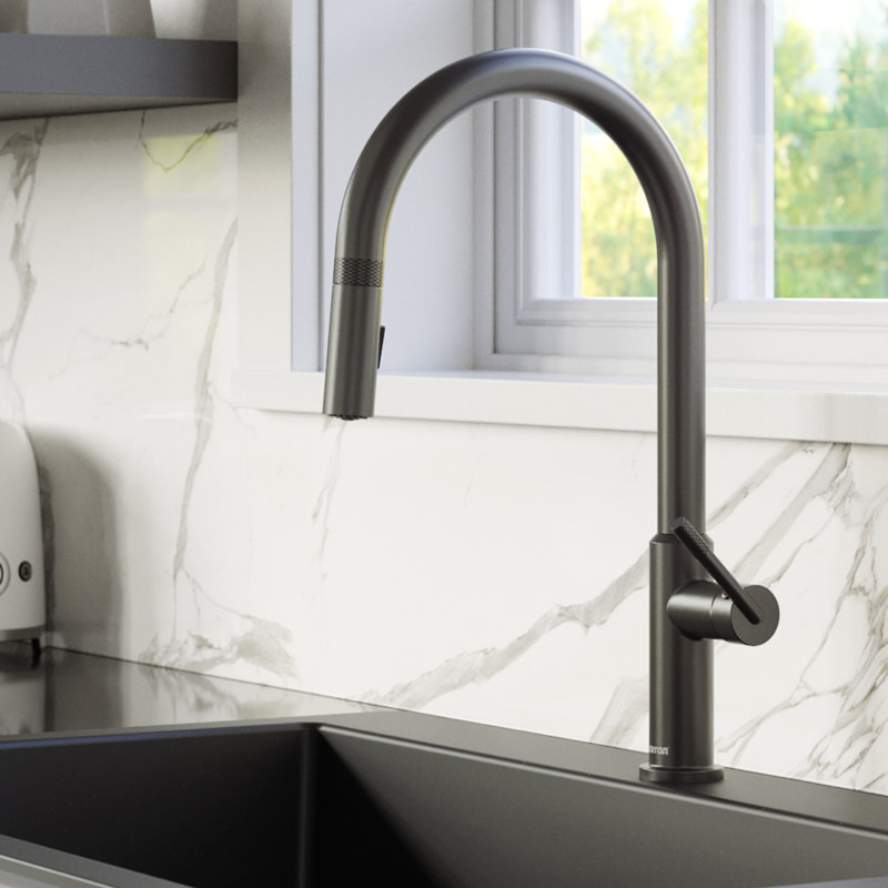 Karran Lagrange Single Handle Pull Down Sprayer Kitchen Faucet, Gunmetal Gray
