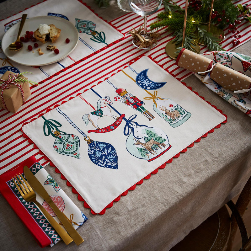 Christmas Ornaments 100% Cotton Placemat