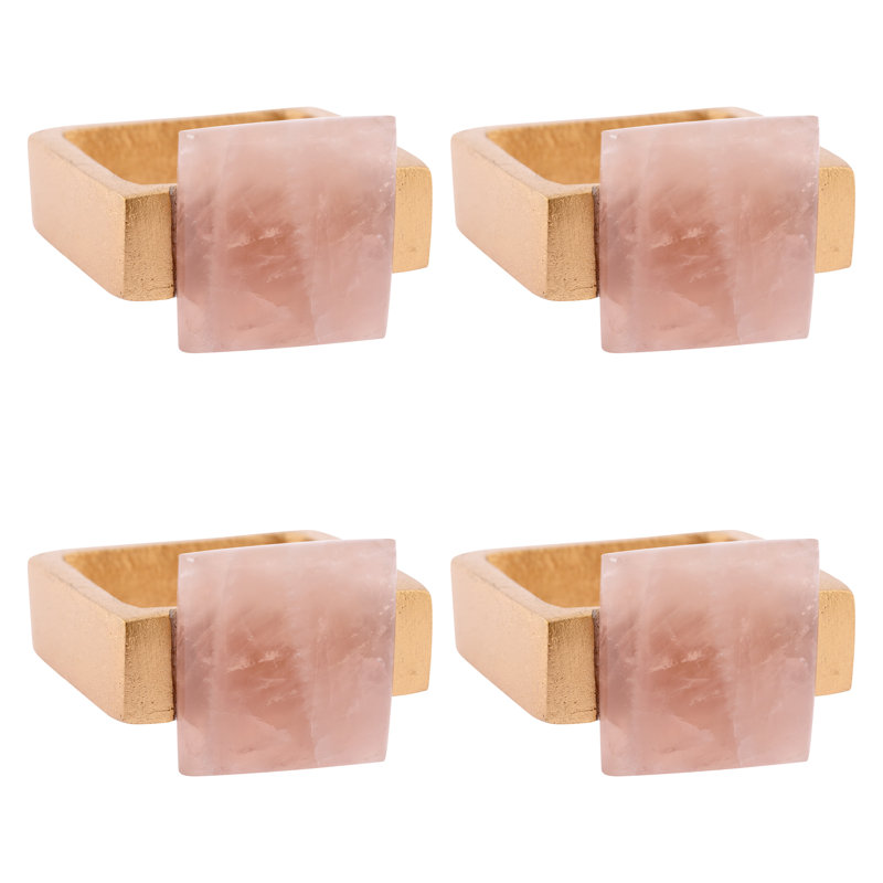 Rond de serviette en quartz rose S / 4 (s22)