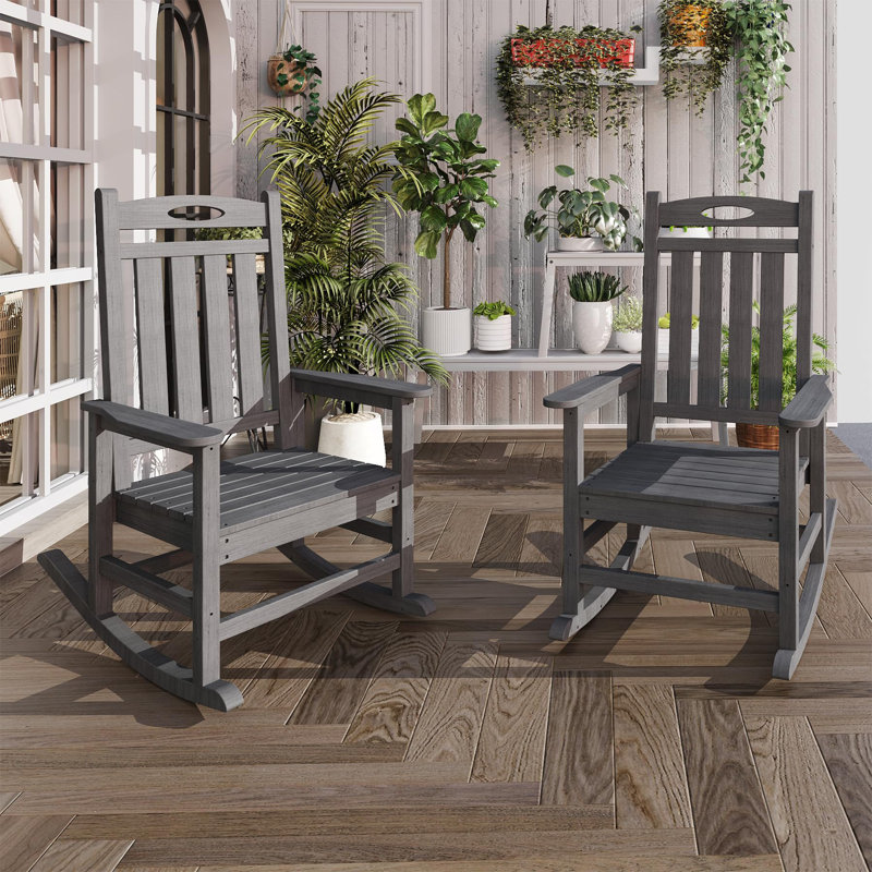 Patio Outdoor Rocking Chair(Set Of 2), Gray