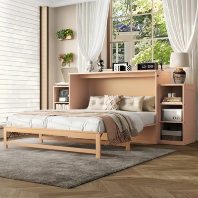 Murphy Bed With Spacious Storage Drawers And Shelves, Ideal For Guest Rooms Or Compact Bedrooms