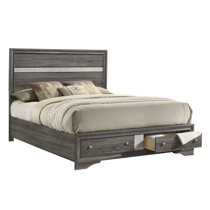 Minns Queen 2PC Gray, Gray, 2 Pieces: Bed, Nightstand, Queen