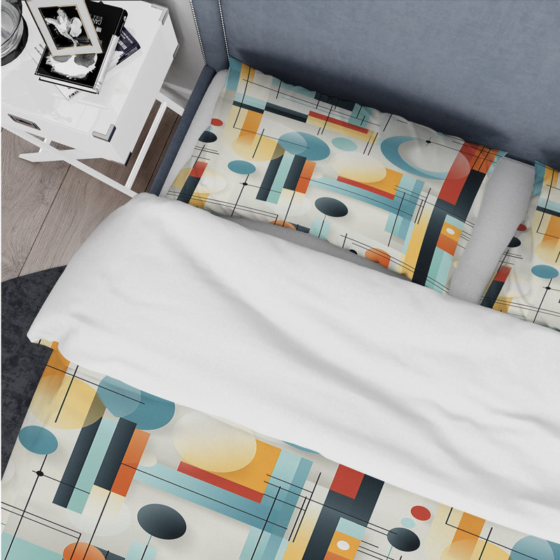 Ensemble de housse de couette géométrique Contemporary Lines III - Polyester en microfibre