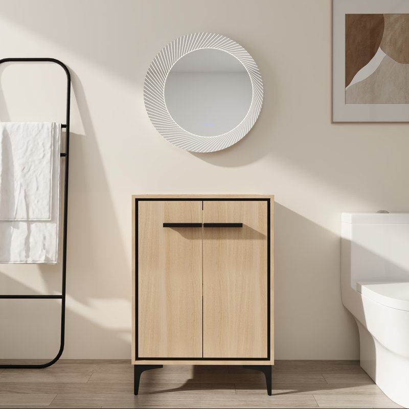 Base de meuble-lavabo moderne 24 po avec deux portes à fermeture douce