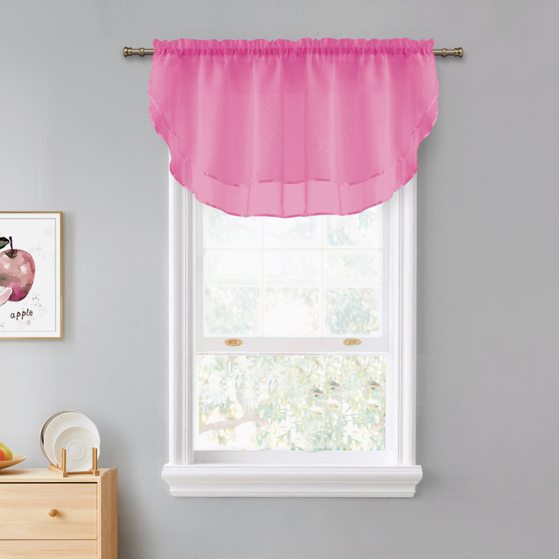 Infinity Solid Tiered Valance Curtain, 55" x 24", Pink