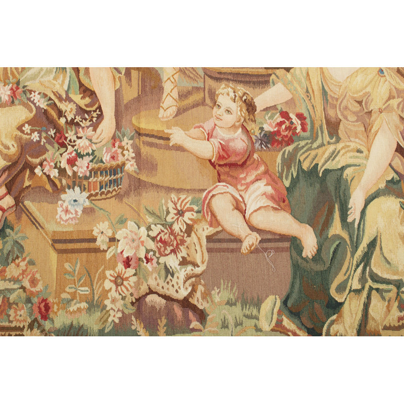 Hand-Knotted High-Quality Cream and Green Area Rug