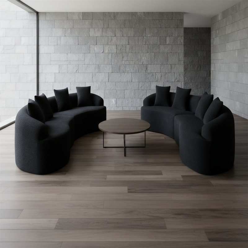 Canapé modulaire courbé en mousse compressée, Noir