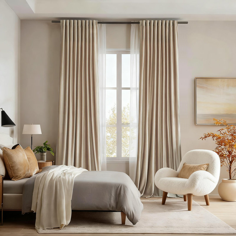 Luxury Velvet Blackout Thermal-Insulated Curtains. Room Darkening 75%-95% Rod Pocket Back Tab Drapes for Living room Bedroom (set of 2)