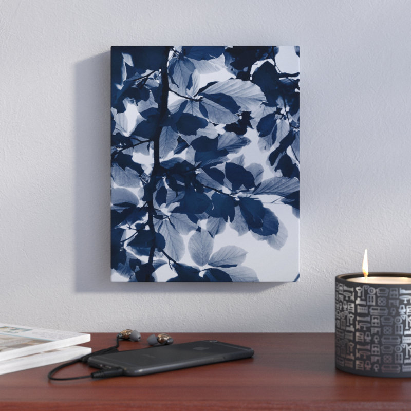 « indigo leaves », reproduction d’impression sur toile, H 10 po x l 8 po x P 2 po