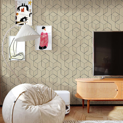 Melunmer Peel And Stick Geometric Hexagon Wallpaper - Brown/Black Waterproof Removable Wallpaper For Home Decor