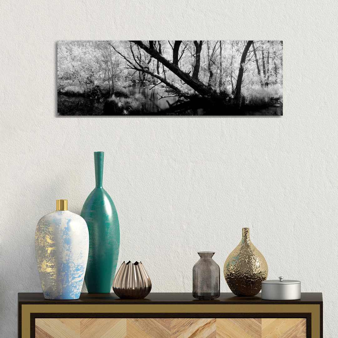 USA, Wisconsin, Stream Of Water Flowing Through A Forest - Wrapped Canvas Panoramic Print