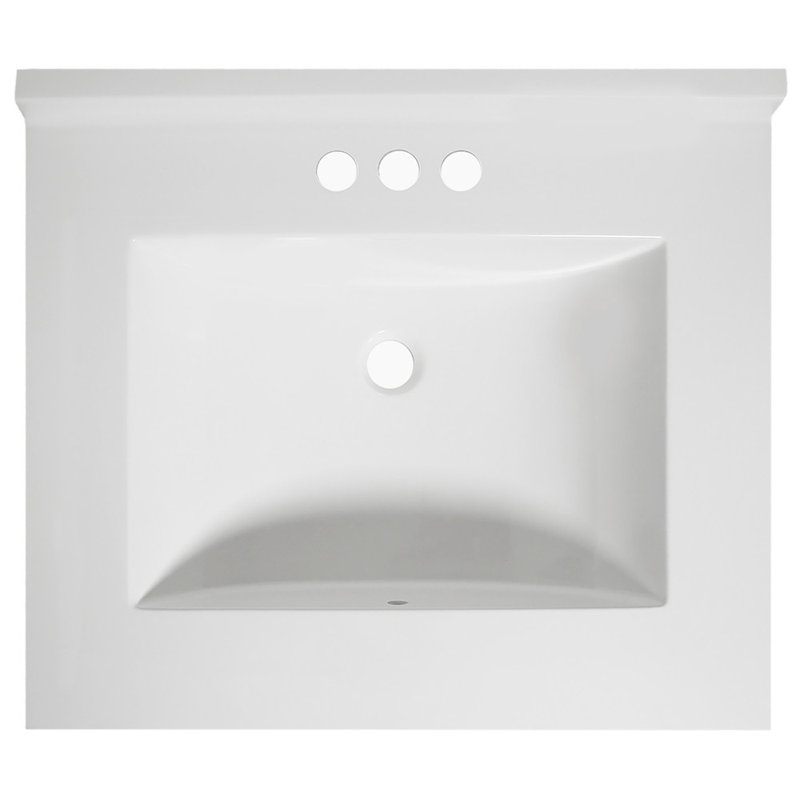 25 Inch Camilla Modern Vanity Top Single Sink with Backsplash, Solid White