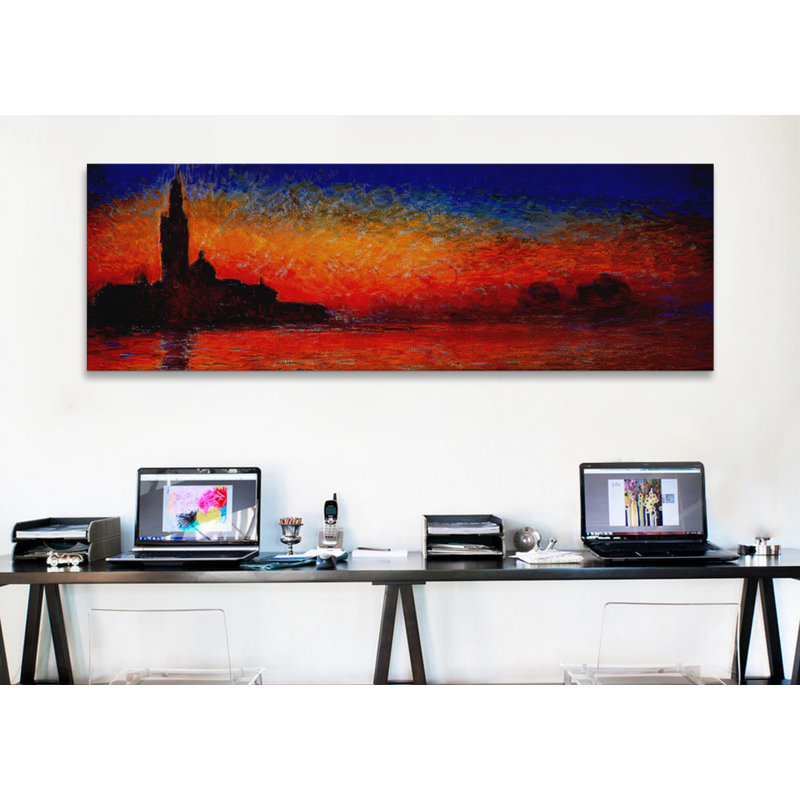 "Miko" Sunset in Venice "(Panoramic) par Claude Monet, reproduction d'art sur toile tendue, H 16 po x l 48 po x P 1,5 po