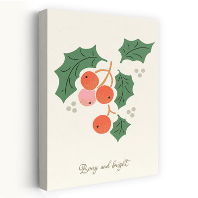 Festive Holly Berries Classic Vintage Abstract Nature Plant Wall Art Print