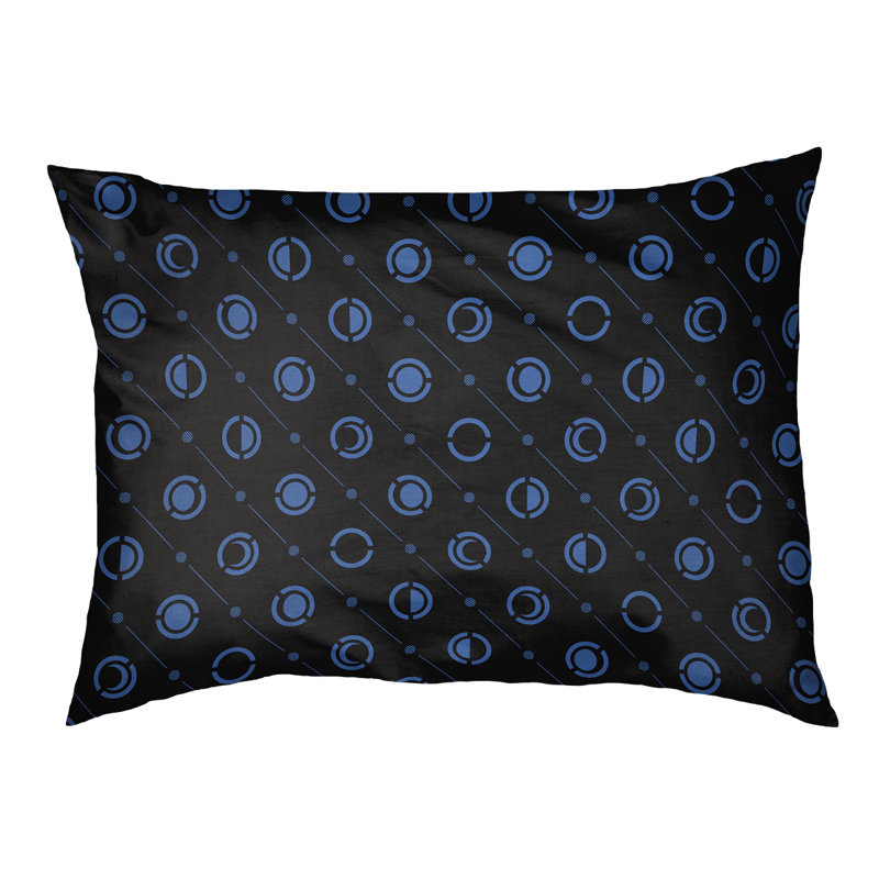 Coussin intérieur pour chien moon phases Chenault, Grand (l 50 po x P 7 po x H 40 po), Bleu / Noir