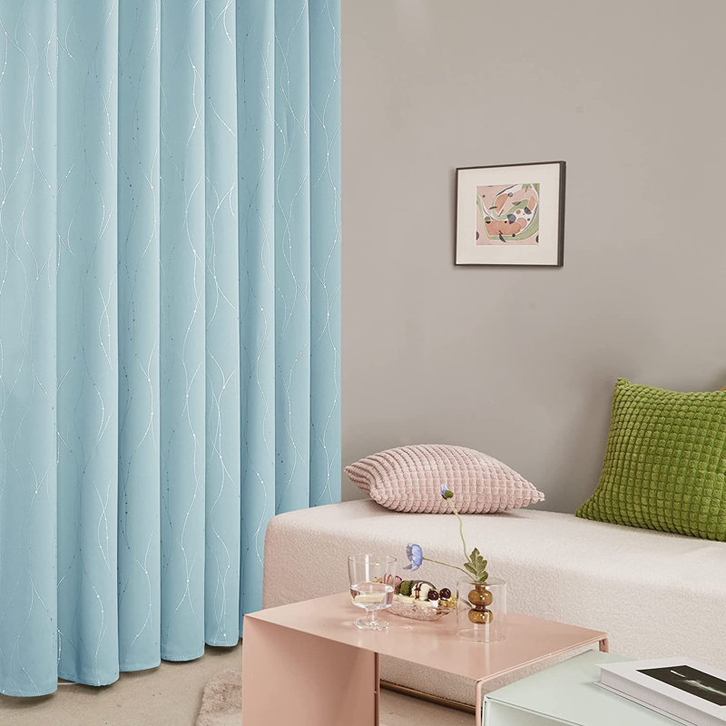 Flurin Room Darkening Curtain Pair, Sky Blue, 52" W x 54" L