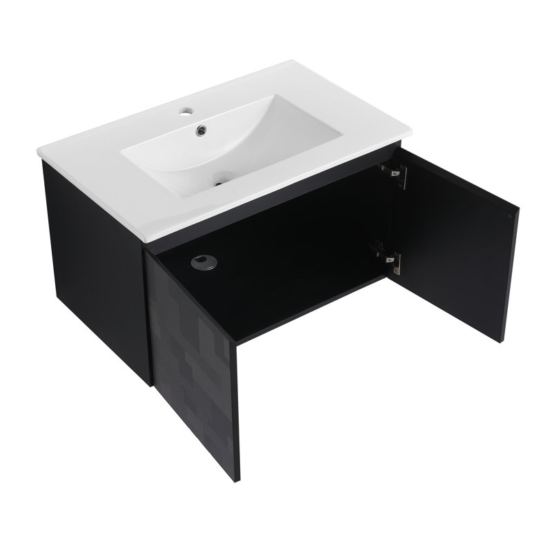 Meuble-lavabo mural 30 po avec plateau en céramique Koryn
