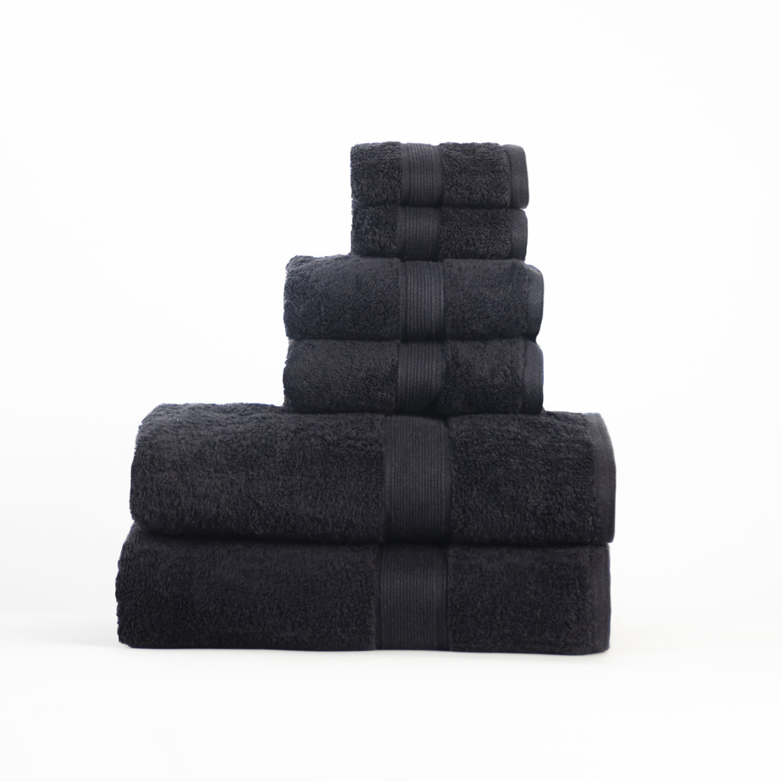 Lyndon 6 Piece 100% Cotton Towel Set, Black