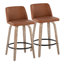 Tabouret de comptoir à hauteur fixe de 26 po avec pieds en bois cintré et repose-pieds rond Thea-129427561-129427563-129427573