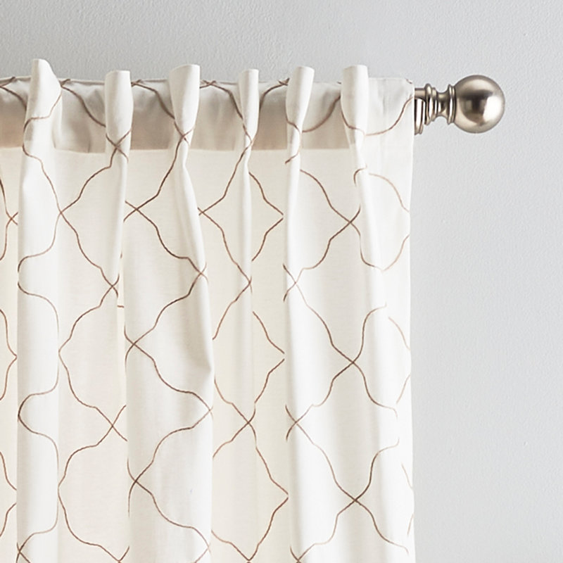 Linen Light-Filtering Embroidered Back Tab Window Panel Pair