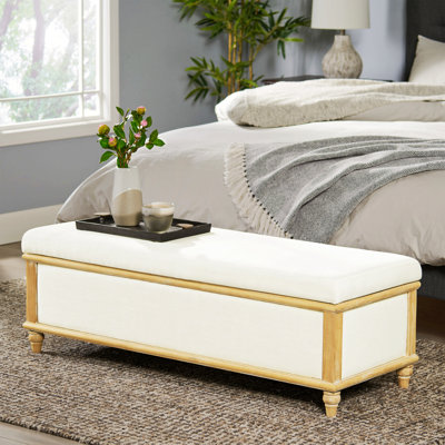Upholstered Ottoman, Storage Footrest With Wood Frame, Contemporary Ottoman