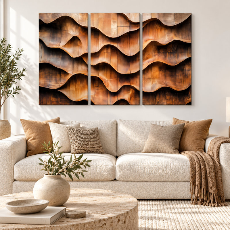 Reproduction d'art sur toile, "Triptyque", H 36 po x l 72 po