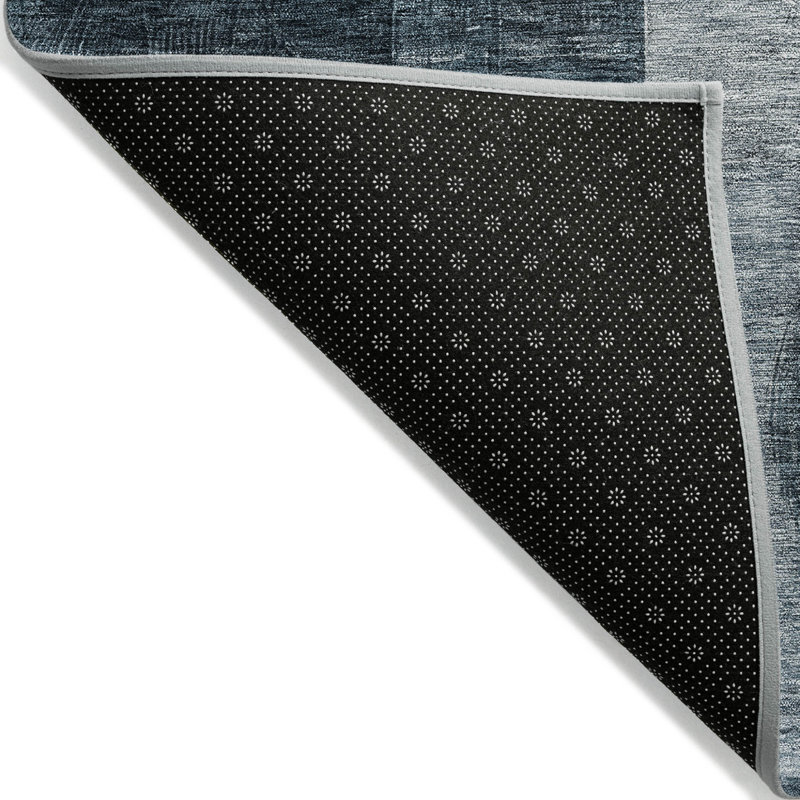 Tapis d'intérieur / extérieur 5 pi x 8 pi bleu sarcelle à motif géométrique gris et gris anthracite