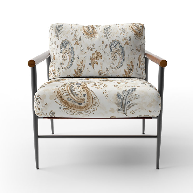 Chaise rembourrée Modern, Bras ronds bruns