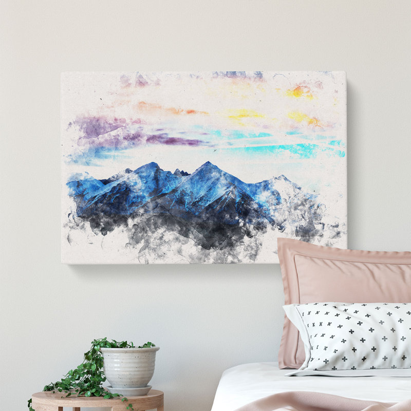 Mountains in Poland Watercolour - Wrapped Canvas, 35cm H x 50cm W x 3cm D