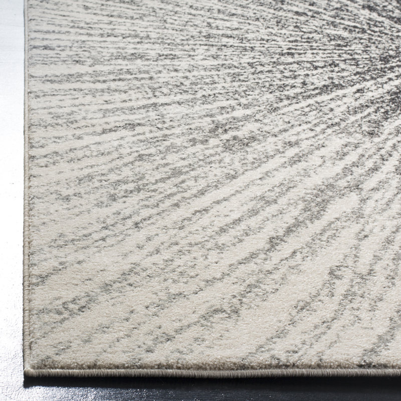 Abstract Black/Ivory Area Rug, Round 8'