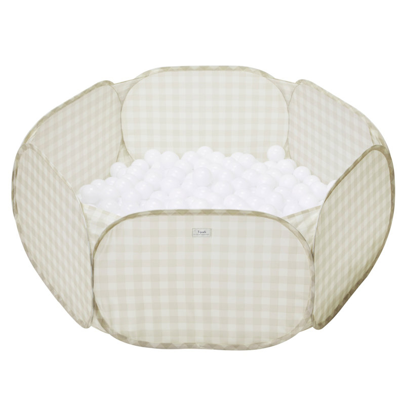 3 Sprouts Recycled Fabric Kids Ball Pit/gingham/beige