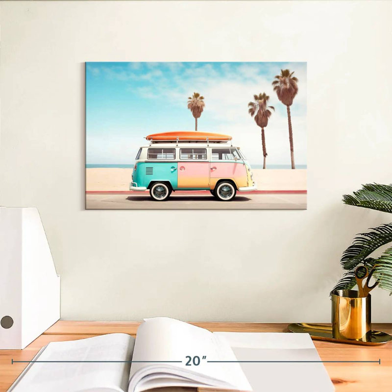 Mehar VW Van On The Beach, 8" H x 12" W