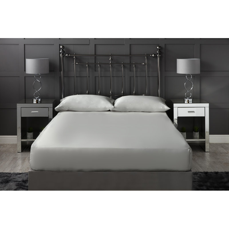 Sateen Fitted Sheet, White, Single (3')