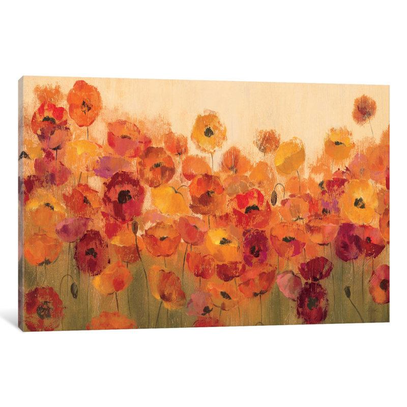 «Summer Poppies II» par Silvia Vassileva - Estampe numérique sur toile tendue avec châssis, H 8 po x l 12 po x P 0,75 po