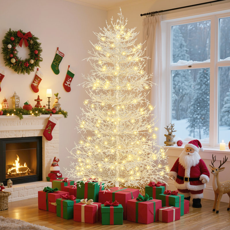 Sapin de Noël artificiel 6 pi avec 420 lumières DEL jaune chaud pré-éclairées Aspen