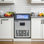 Machine à glaçons commerciale 150LBS / 24H avec 40LBS de rangement, machine à glaçons encastrée / autoportante en acier inoxydable avec nettoyage automatique, double alimentation en eau et 3 tailles de glace, noir et gris
