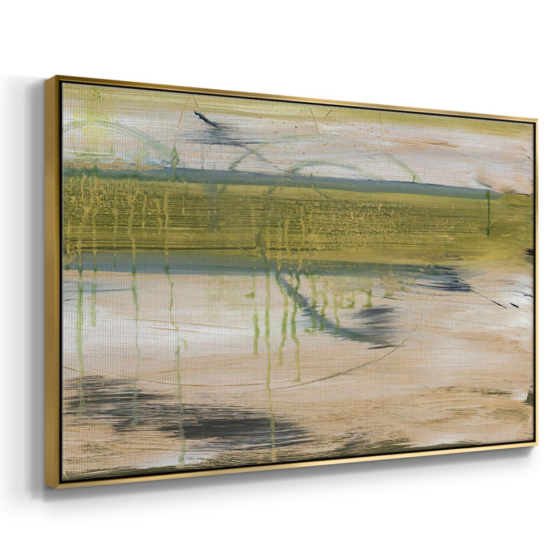 Réflexions aquatiques I, Pas de tapis, H 25 po x l 37 po x P 2 po, Toile avec cadre flottant or