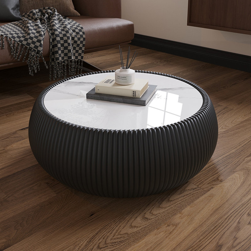 Buendia en forme de tambour avec base robuste, Polyuréthane noir, or + blanc, gris