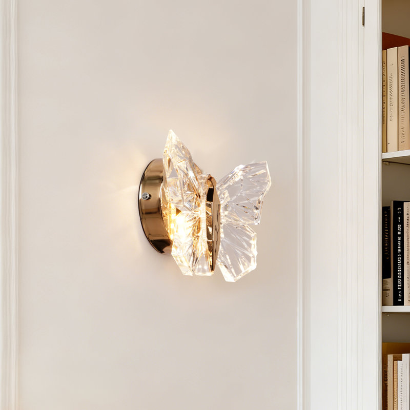 Applique murale papillon ailes transparentes avec lumière DEL chaude