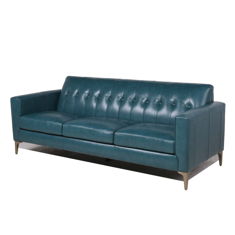 Cornwall 86'' Leather Sofa, Bilateral Turquoise Genuine Leather