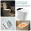 Siège de toilette intelligent à induction entièrement automatique, couvercle à ouverture / fermeture automatique, capteur de pied, sécheuse à air chaud, siège chauffant à 4 niveaux, affichage à DEL, veilleuse, nettoyage multi-mode, blanc et noir-126036427