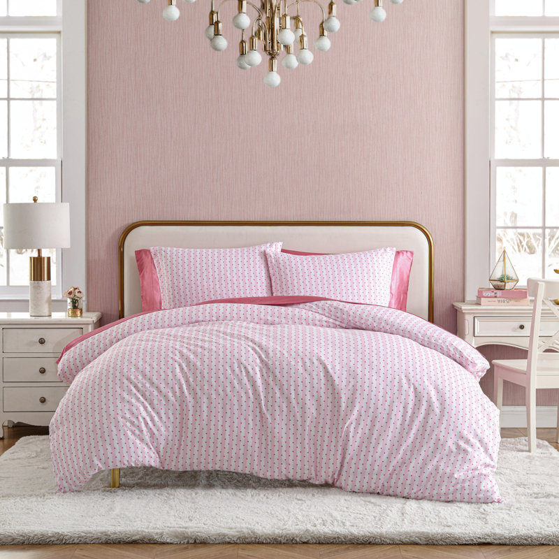 Ensemble de housse de couette réversible rose Betsey Johnson Wonderland, Housse de couette grand et 2 taies d'oreiller stan