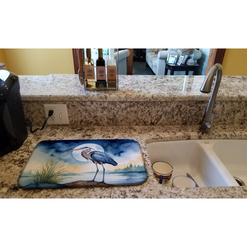 Blue Heron Under the Moonlight Dish Drying Mat