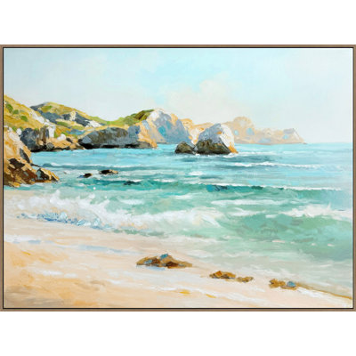 Bord de mer Coastal I - 36 po x 48 po - Toile avec cadre embelli à la main