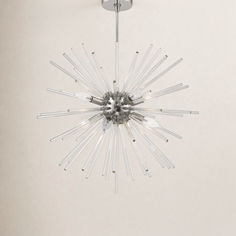 Lustre sphérique spoutnik à 8 lumières Ryzen, Chrome poli, H 25,75 po x l 25,75 po x P 25,75 po