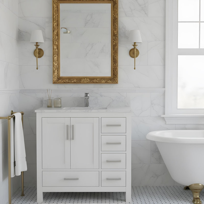 Ensemble de meuble-lavabo avec 2 portes et 5 tiroirs